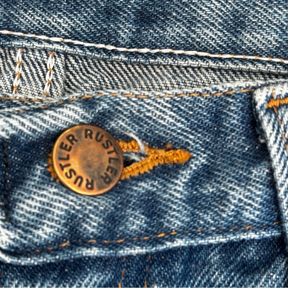 RUSTLER by Wrangler Men's Classic Cut Straight Leg Blue Denim Jeans 32 x 30 - Picture 12 of 13
